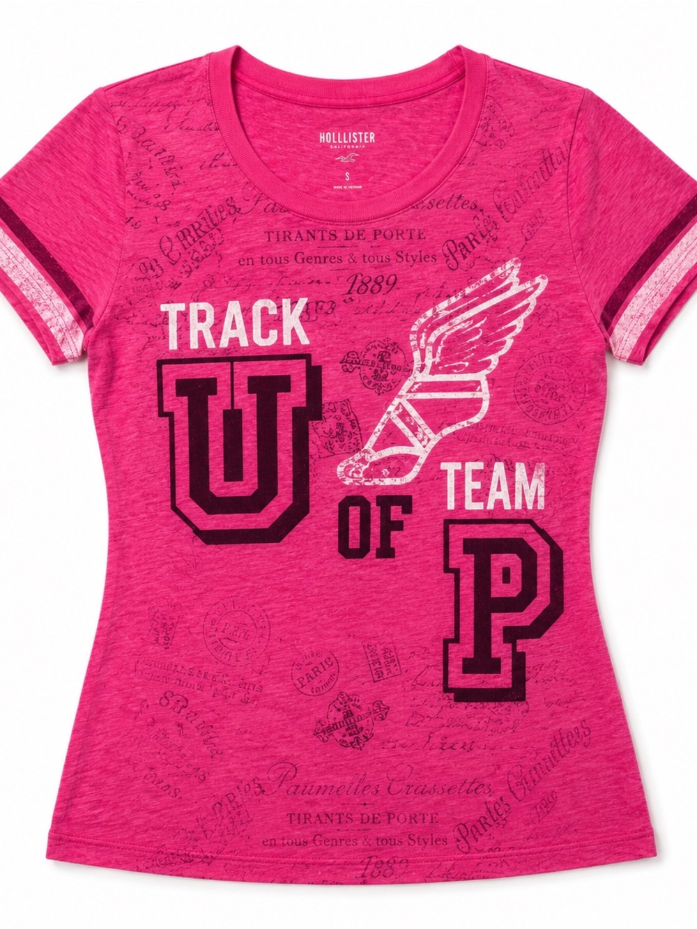 PINK Victoria's Secret Hot Pink 'Track U of P' Graphic Tee
